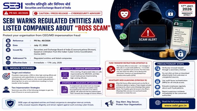 SEBI Issues Caution to Regulated Entities and Listed Companies on "Boss Scam" — CEO/MD Impersonation Fraud 2026